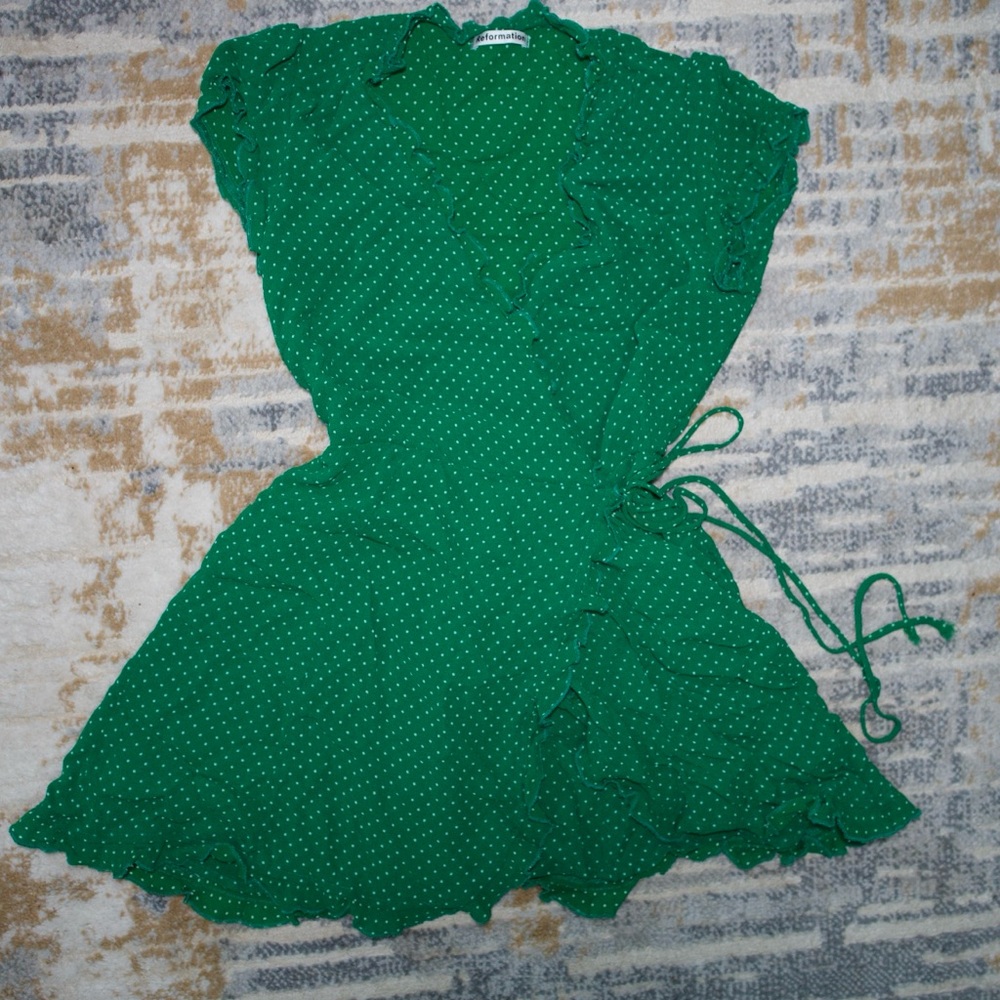 Reformation Sicilia Dress Green Dot